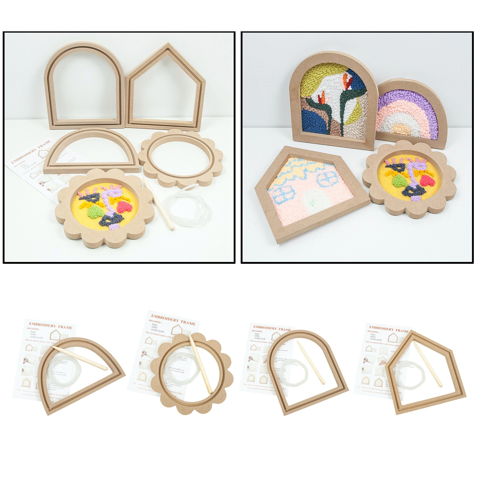 Wooden Embroidery Hoop Frame Sewing Stitching Set Handmade Cross Stitch Hoop Ring Kits for Arts Crafts Christmas