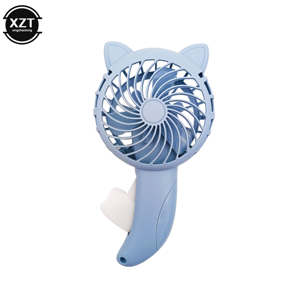 Mini Draagbare Hand Druk Ventilator Zonder Batterij Huishoudelijke Cartoon Koeling Airconditioner Voor Kinderen Kids Manual Fan 3 Kleuren: marine