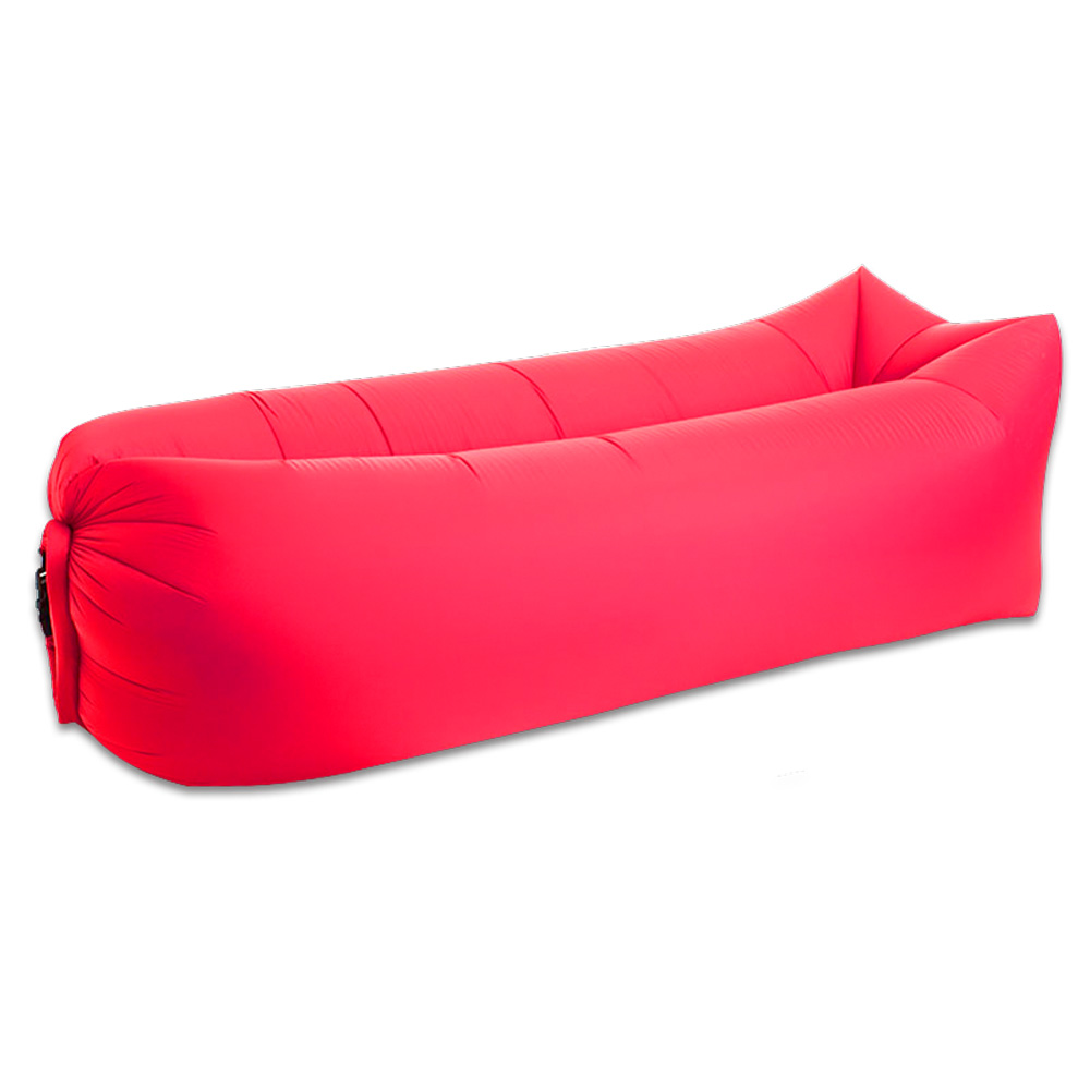 Hurtig oppustelig doven sovetaske laybag camping air sofa sovepose bærbar doven taske strand lounge seng stol nylon sovesofa: Rød firkant