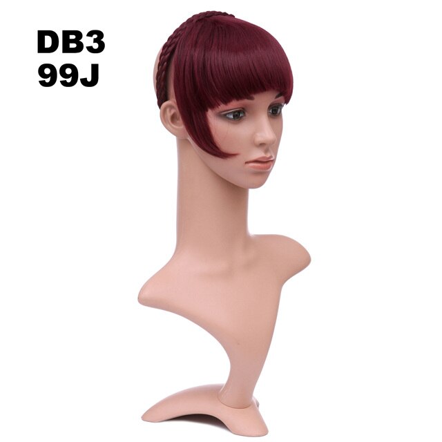 Girlshow front syntetiskt hår bang kort lugg med flätor pannband hår trubbig bang  db3 6 &quot; , 16 färger tillgängliga 50g, 1pc: Db3 färg 99j