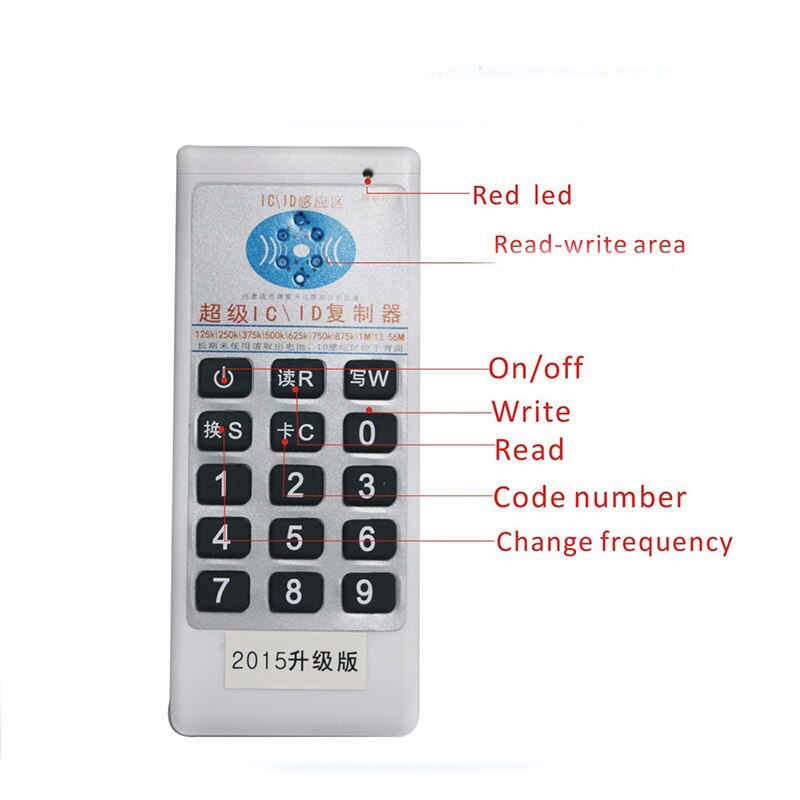125Khz 13.56MHZ copieur duplicateur Cloner ABS RFID NFC lecteur de carte à puce écrivain + 2 pièces cartes d'identité 2 pièces porte-clés