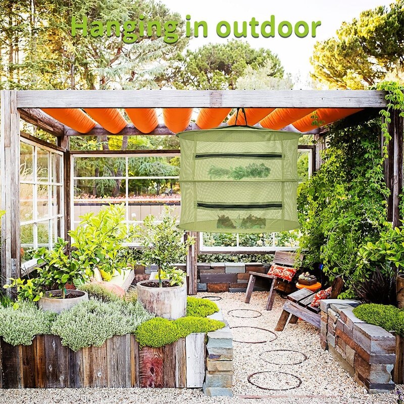 28GF 2/4/6/8 Layers Herb Drying Rack Net Tea Shelf Mesh Zipper Hanging Plant Dryer