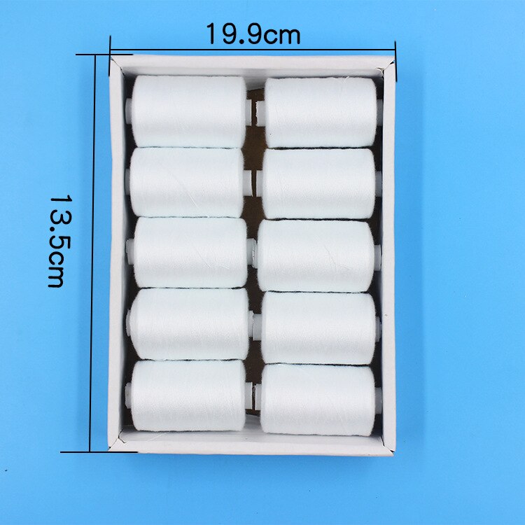 Hilo de coser 402 poliéster, 10 carretes/paquete, 1000 yardas/carrete para máquina de coser, costura a mano, costura multicolor: 10 White