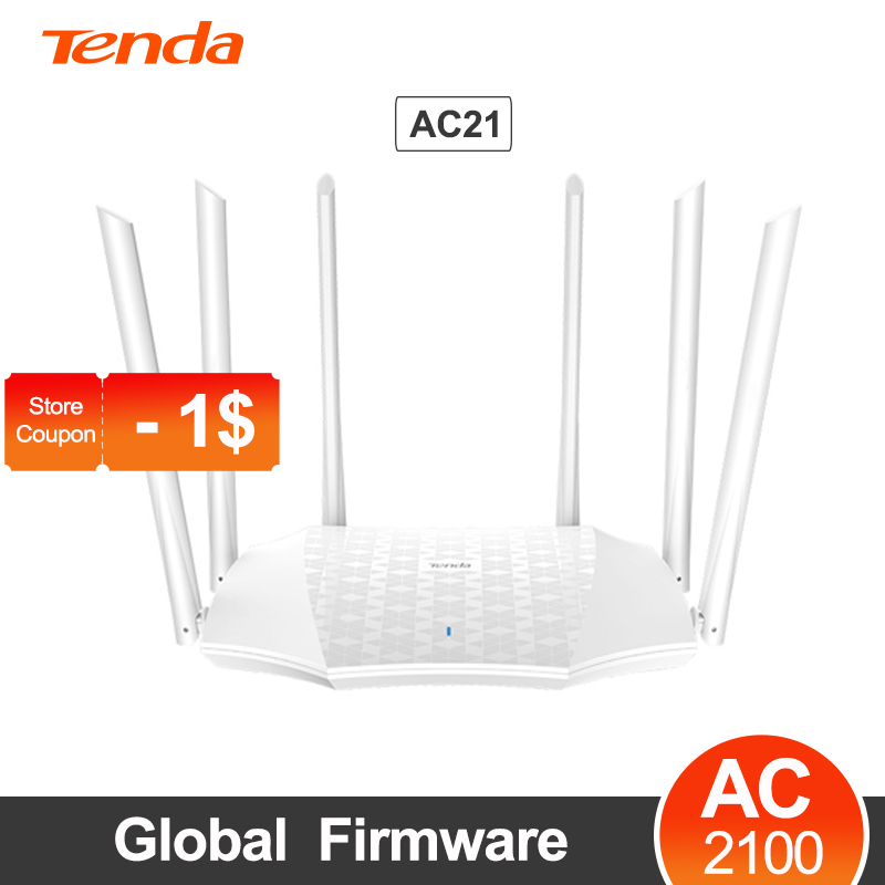 Tenda AC21 AC2100 Gigabit Router 2.4G 5.0Ghz Dual- Band 2033Mbps Wireless Router Wifi Repeater Met 6 * 6dBi Antennes En Firmware