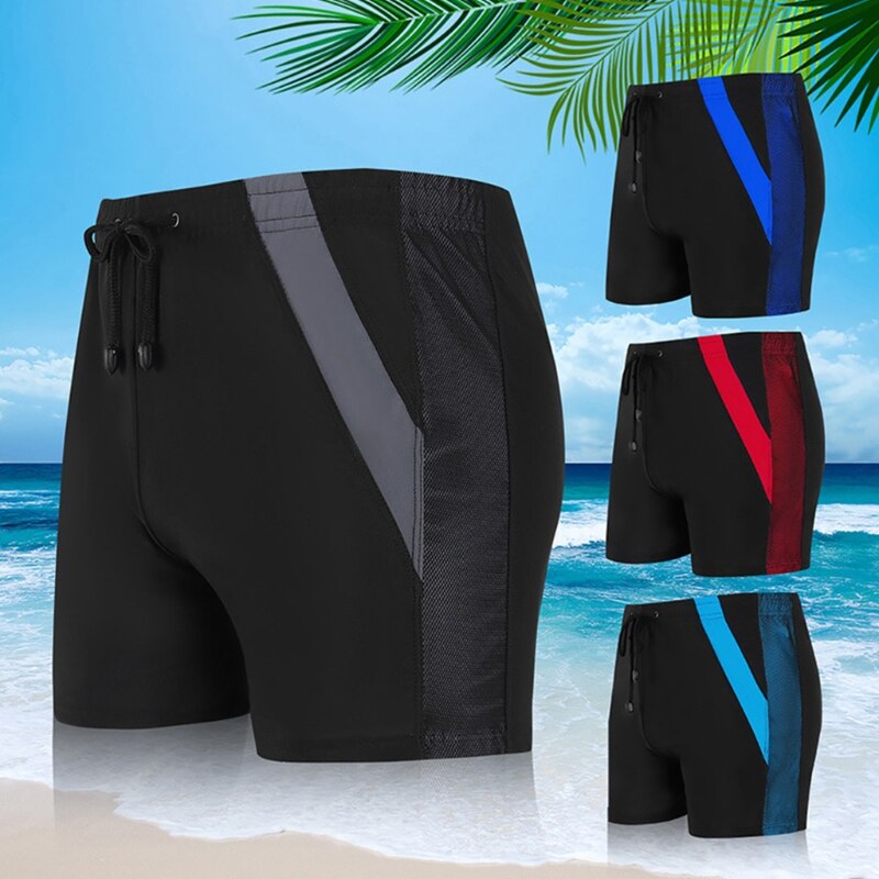 Herren schnelltrocknende badeshorts mit kontrastfarbe, lockerer passform, kordelzug