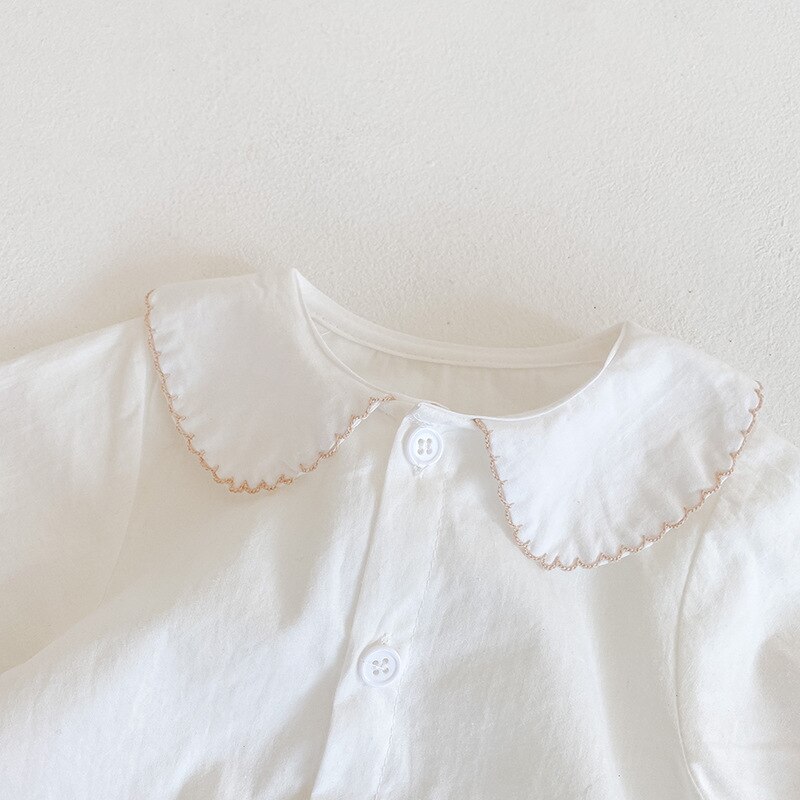 Kids Bodysuits Baby Boys Girls Long Sleeve Clothes Solid Color White Jumpsuits Spring Autumn Cute Wild Tops