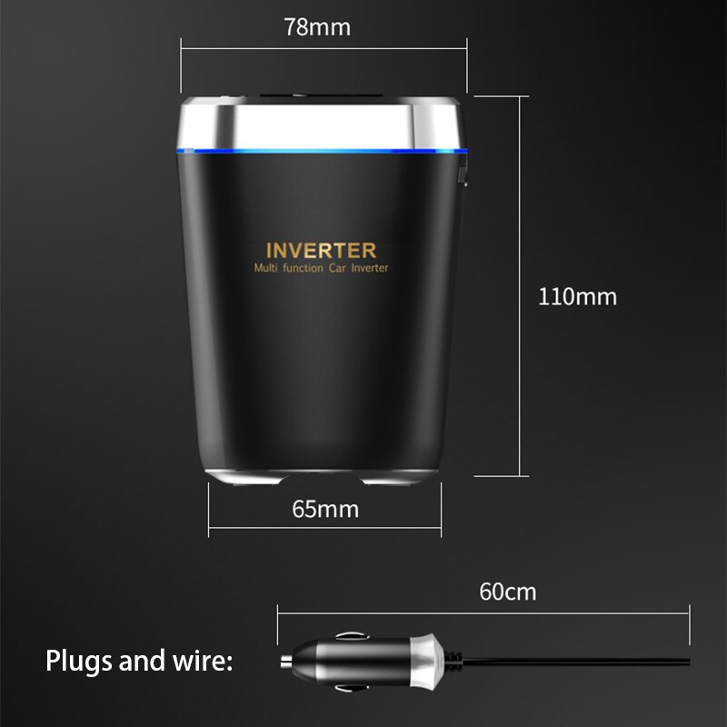 12V 220V Inverter Car Inverter Modified Sine Wave for Laptop Auto USB Phone Charging QC3.0 Quick Charge Cigarette Lighter Socket