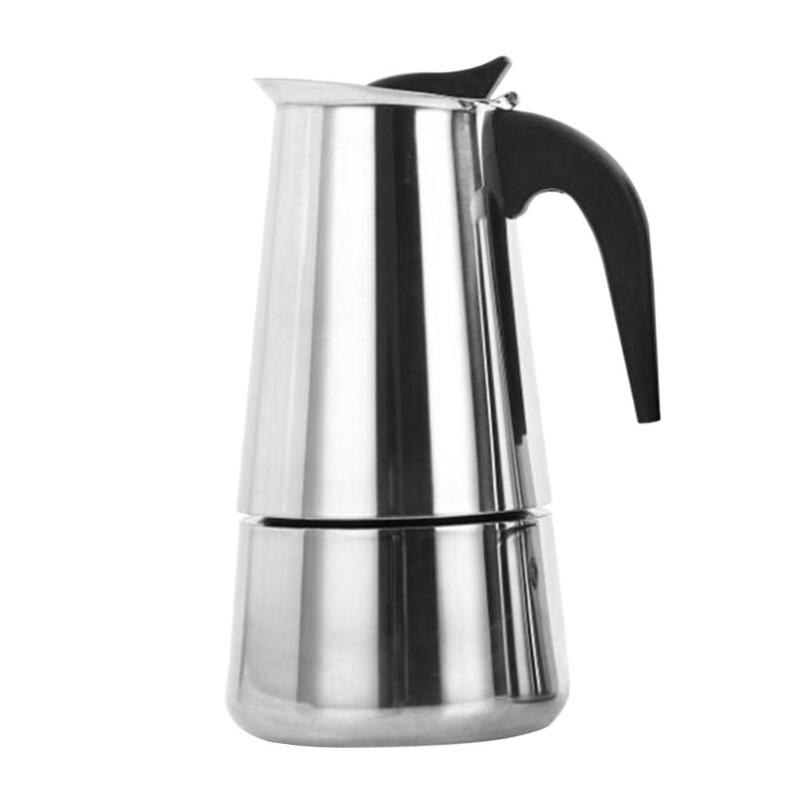 Cafetera tetera portátil 100/200/300/450ML placa encimera Mocha cafetera Moka cafetera de acero inoxidable para Pro Barista: 300ml-1