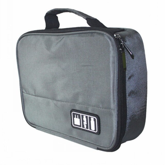Qiaqu Elektronische Accessoires Nylon Heren Reistas Organisator Voor Datum Lijn Sd-kaart Usb Kabel Digitale Apparaat Zak: GRAY