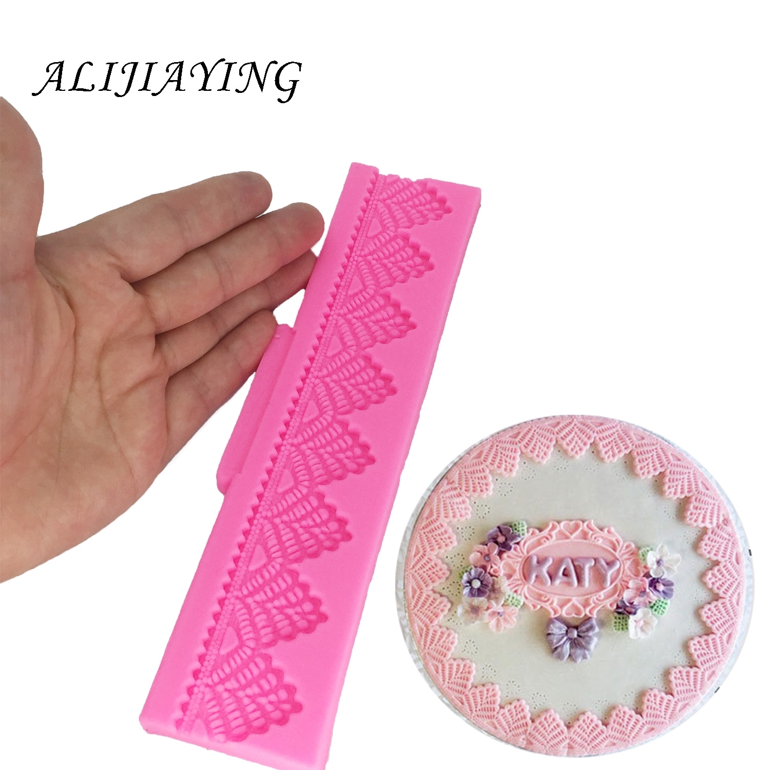 Gör-det-själv långa spetsar tårtkant silikonformar tårtform gumpaste fondant tårtdekoreringsverktyg choklad dessertformar  d1371