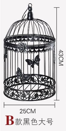 Artículos de decoración de jaula decorativa de hierro forjado, jaula de pájaros blanca para boda, decoración de jaula floral carnosa para ventana: Big black 1pcs