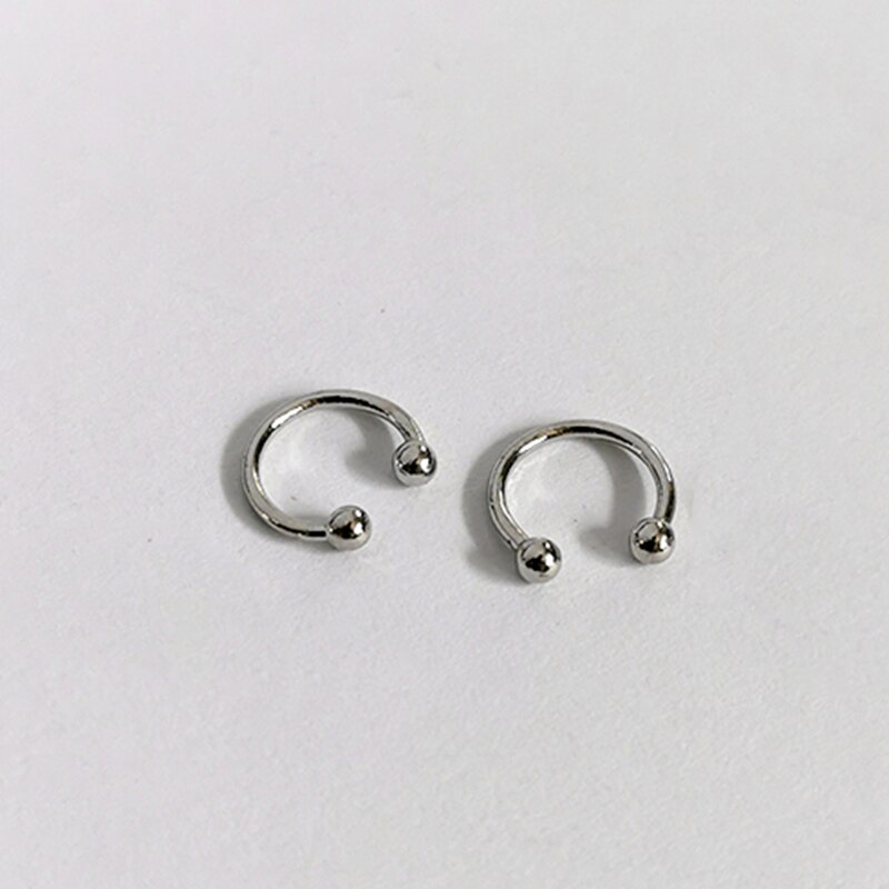 Ghidbk Kleine Vormige C Gouden Bal Oorbellen Clips Minimalistische Geometrische Half Cirkel Ring Earring Verklaring Oor Manchetten Demo Oorbel: silver 1 pair