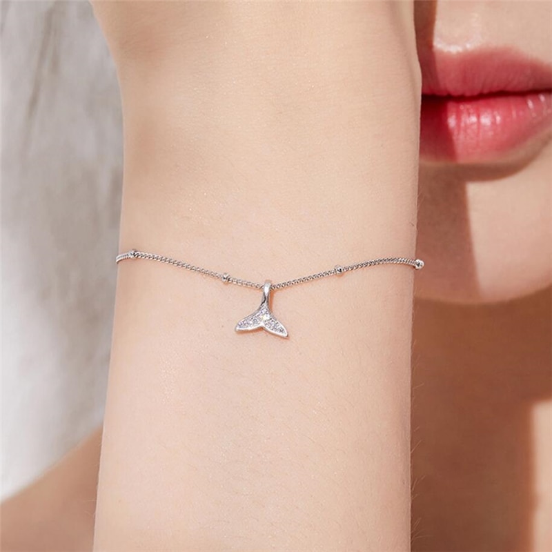 Queue de sirène en argent Sterling 925 pour femmes, Bracelets simples, créatifs, frais, tempérament féminin, tendance, redimensionnables, SBR019