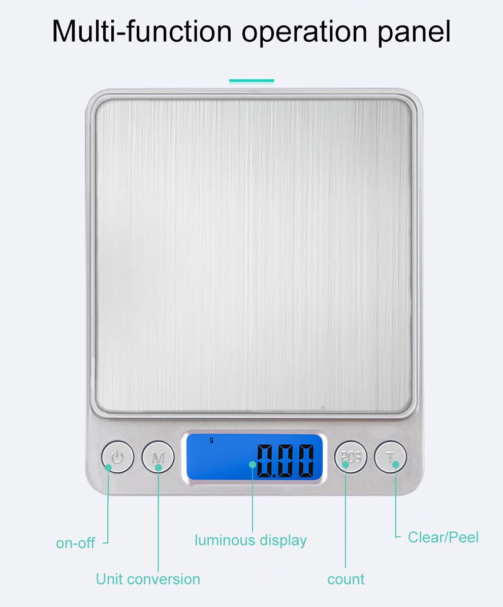 Báscula de cocina de 3kg y 0,1g, balanza Postal para alimentos, báscula Digital portátil de 500g y 0,01g, báscula electrónica LCD, escalas Romana