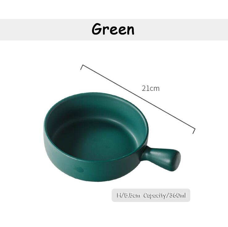 Techome køkken universalbagt risskål keramisk skål med håndtag bagning grillet skål pasta tallerkenhåndtag husholdningsartikler: Grøn