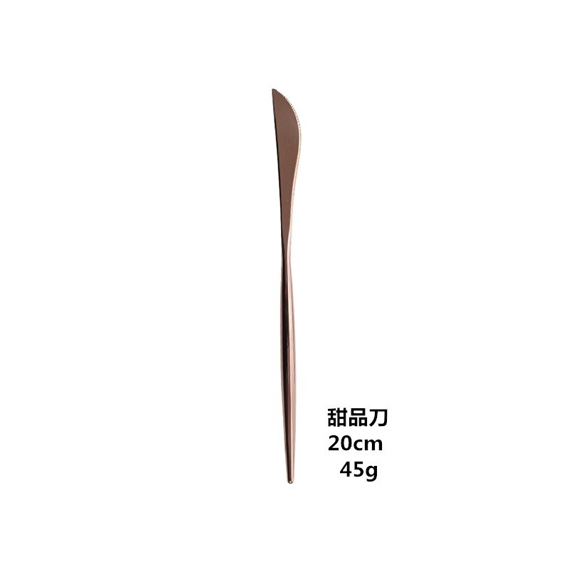Acier inoxydable Western couverts Portugal 304 couteau à Steak et fourchette cuillère baguettes Dessert cuillère cuillère fruits fourchette Rose miroir Li: Rose Gold Light Dessert Knife