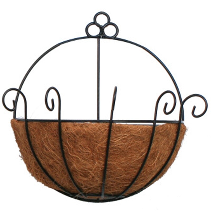 Half Round Planter Basket Wall Hanging Planting Pot Outdoor Coconut Garden Decor: Default Title