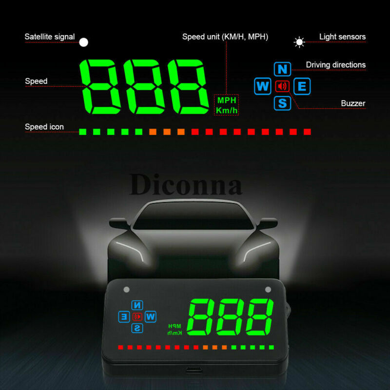 Digital GPS Speedometer HUD MPH / KM/h Overspeed Warning For Car Motorcycles