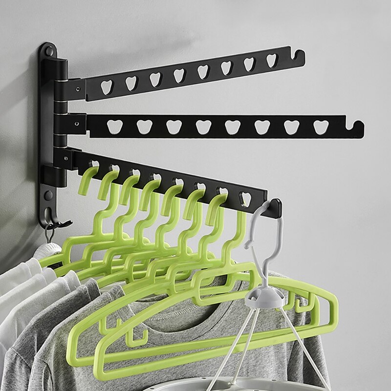 Aluminum Clothes Rack Swivel Folding Clothes Hanger Rack Balcony Drying Rack Clothes Hanger Wall Mounted Hanger