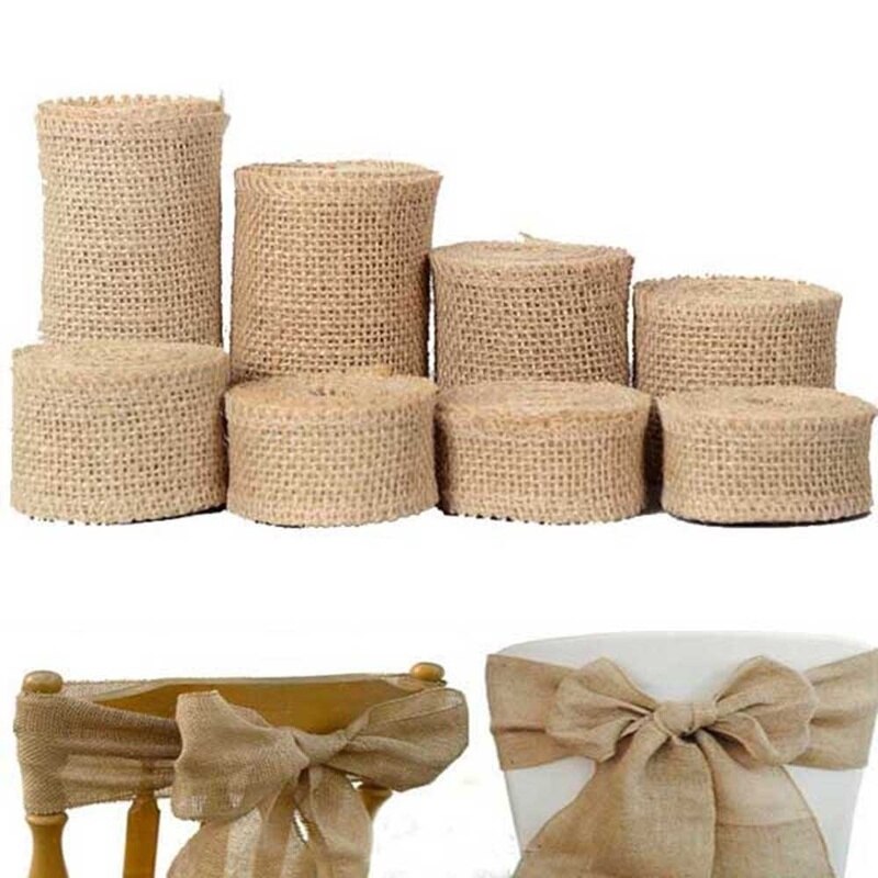 2Yard/Roll Natuurlijke Jute Jute Lint Voor Ambachten Diy Hennep Lint Kant Materiaal Wedding Party Decoratieve Kerst Cadeau wikkelen