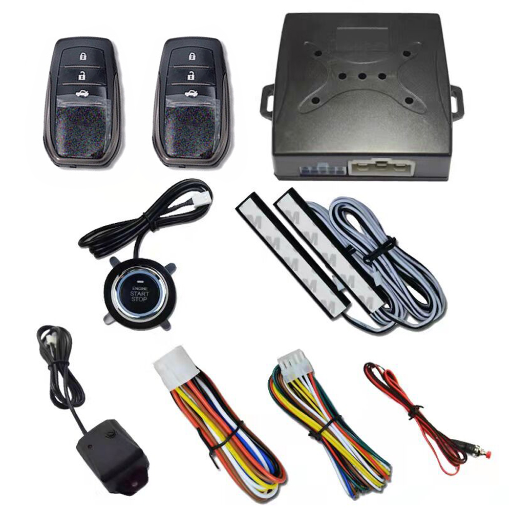 12 V Car Alarm System Passive Keyless Entry One Button Starts Remote Controller Auto Central Lock Push Stop Automotive PKE