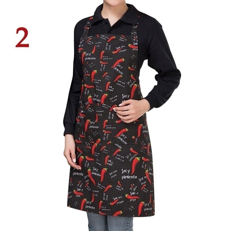 Delantal para Chef de cocina para hombre y mujer, vestido con 2 bolsillos, estilo Simple, para camarero y restaurante: 2