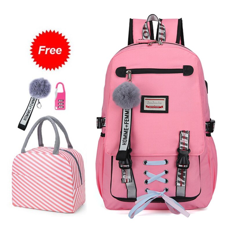 2020 novo anti-roubo saco de escola oxford pano impermeável mochila feminina criança moda sacos amarelo blackteen mochila para meninas: Pink large