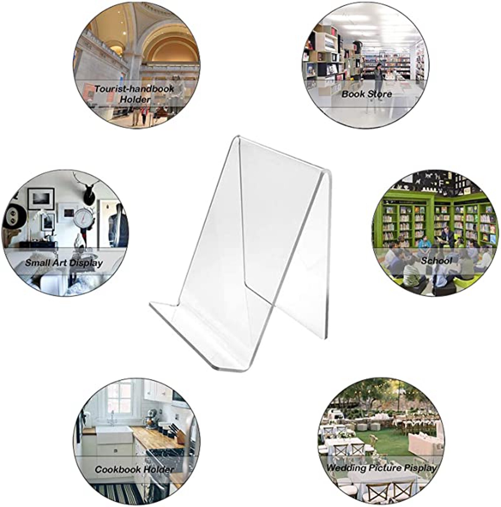 Acrylic Book Stand 5(pack) Clear Acrylic Display Easel, Clear Tablet Holder for Displaying Pictures,Books,Music Sheets,Notebooks