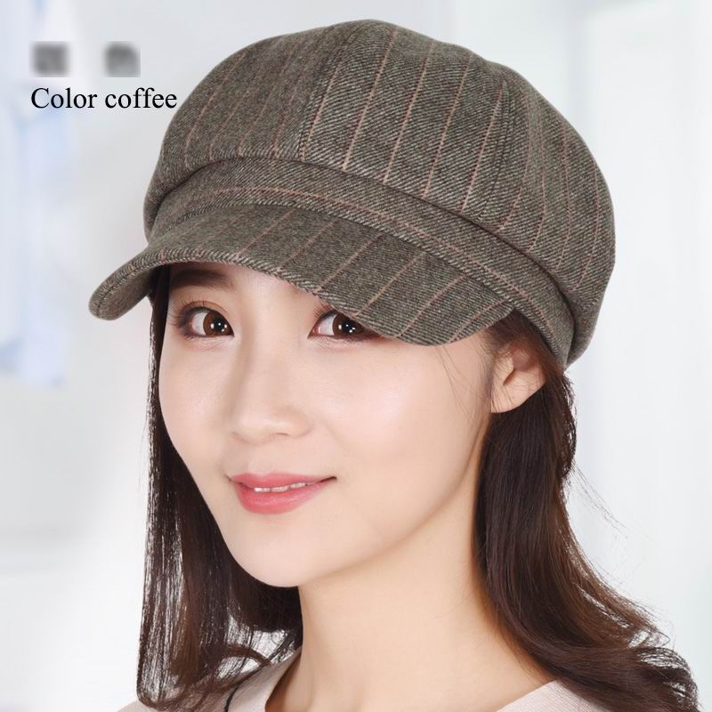 GBCNYIER Beret Female Wild Hat Female Autumn and Winter Caps Retro Version of The Woolen Student Round Face Octagonal Cap