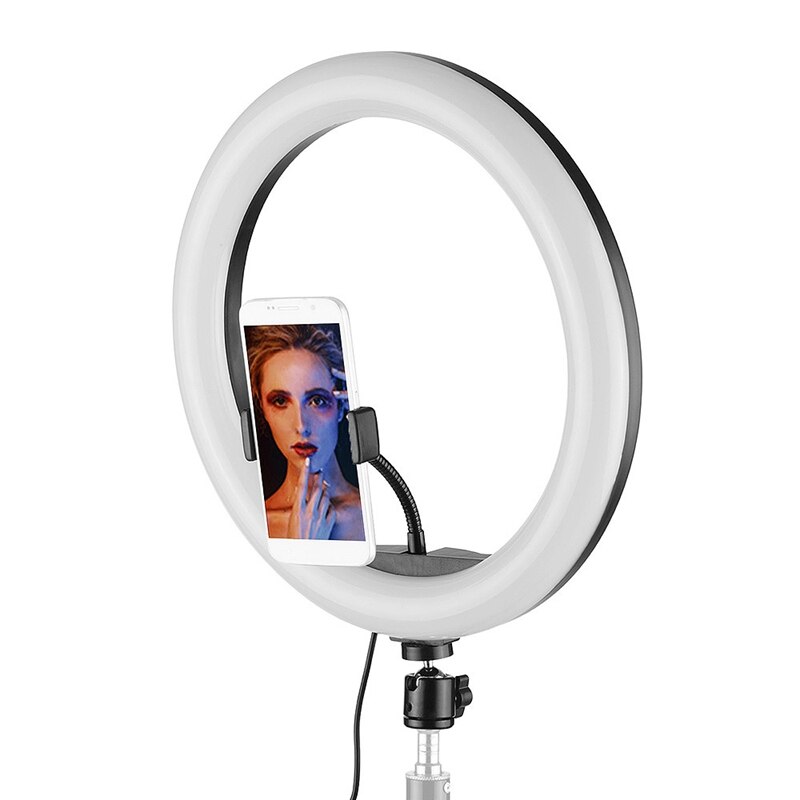 -Led Ring Light Rgb Kleurrijke Dimbare Usb Ring Licht Voor Live Video 13 Inch/33Cm Met telefoon Clip