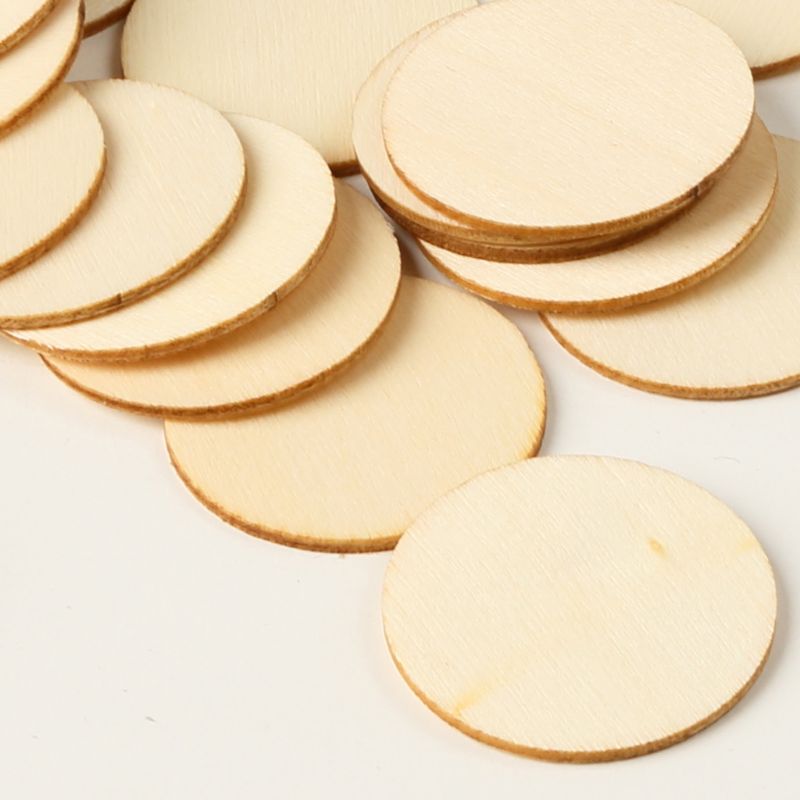 50Pcs Blank Natuurlijke Stukken Hout Slice Ronde Unfinished Houten Discs Ornamenten Diy Ambachten Centerpieces