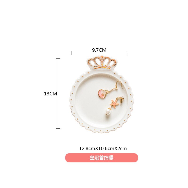 Petite assiette murale en céramique décorative pour boucles d'oreilles, rangement pour colliers et bijoux, bibelots plat mural, plateau de vanité, de mariage
