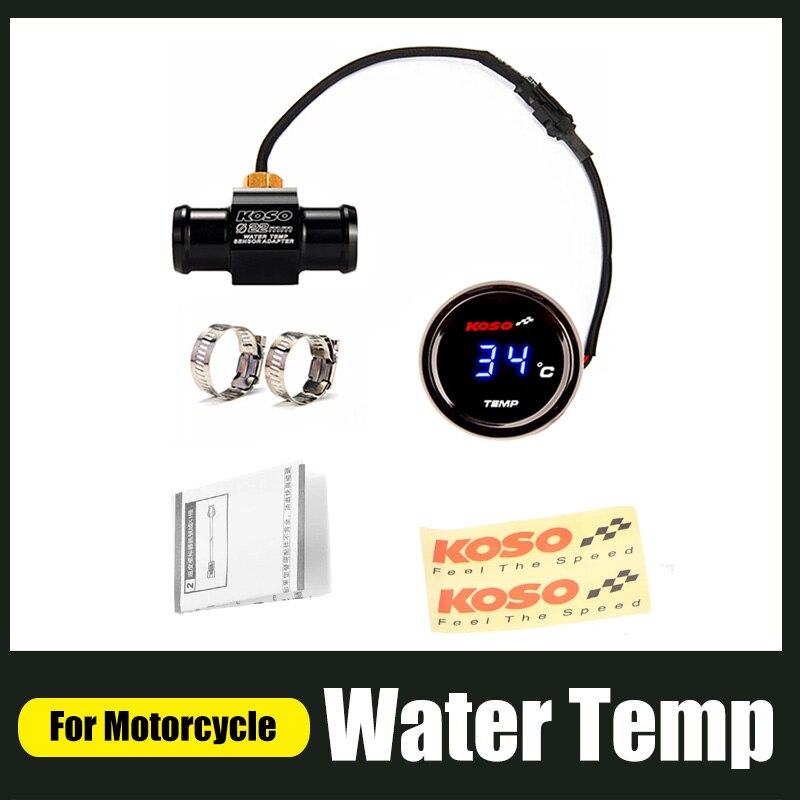 Water Temperatuurmeter Koso 0 ~ 120 Graden Lcd Motorfiets Temperatuur Meter Met Sensor