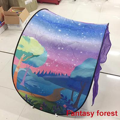 Children Fantasy Dream Tents Dinosaur Island Space Foldable Bed Tents Camping Hiking Christmas with led lights: Gray