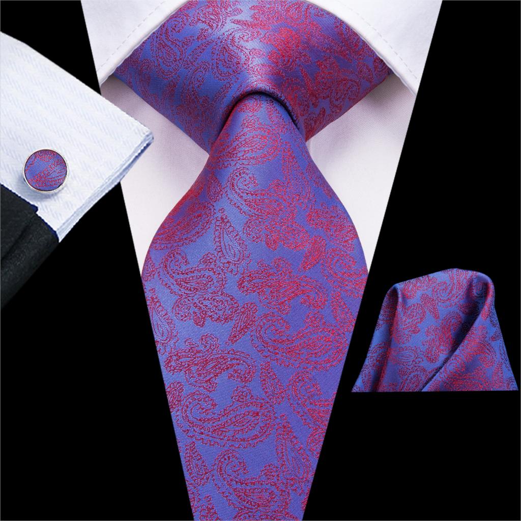 Hi-Tie Paars Solid Paisley Zijde Bruiloft Stropdas Voor Mannen Handky Manchetknoop Mannen Stropdas Set Party business