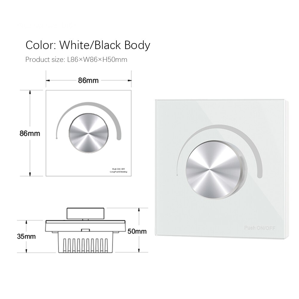 Regulador de intensidad de CA Triac LED, 220V, 230V, 110V, controlador de interruptor de empuje regulable para lámparas de Bombilla LED (Blanco/negro)