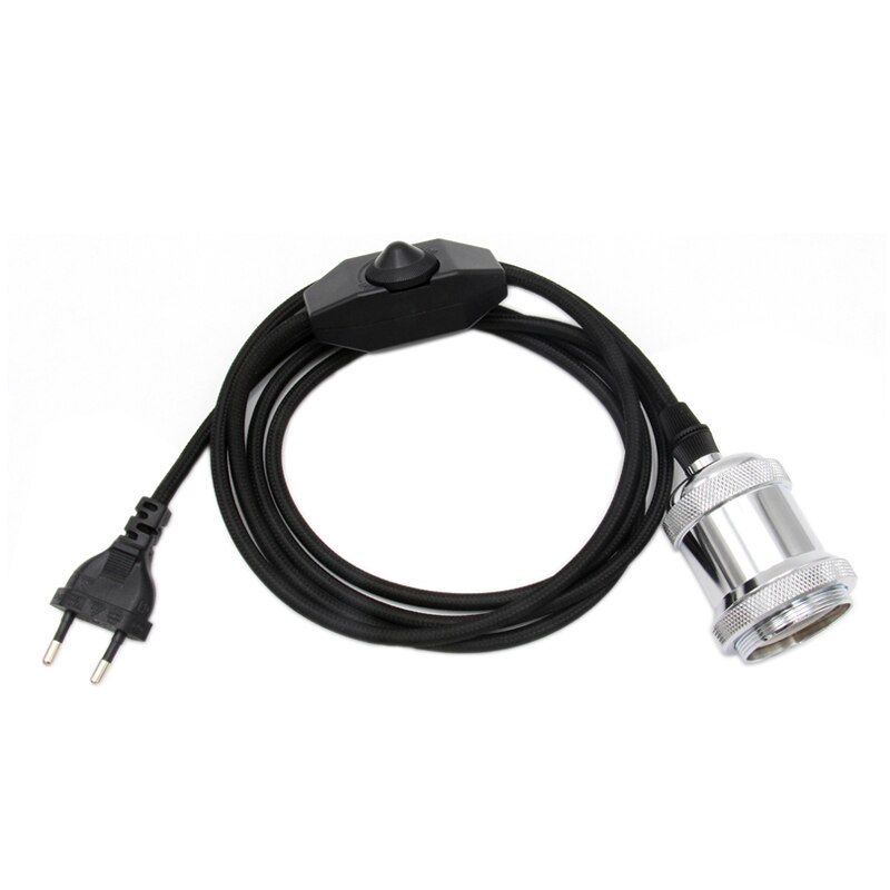 220 V AC cordon d'alimentation EU prise variateur interrupteur avec E27 rétro support de lampe ampoule vis prise 2 m cordon