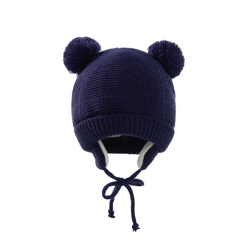 Set di 2 guanti per cappello da bambino Set di cappelli per bambini in maglia di pelliccia intrecciata a maglia solida 2021 inverno ragazzi ragazze bambini berretto cappelli per orecchie caldi: B1