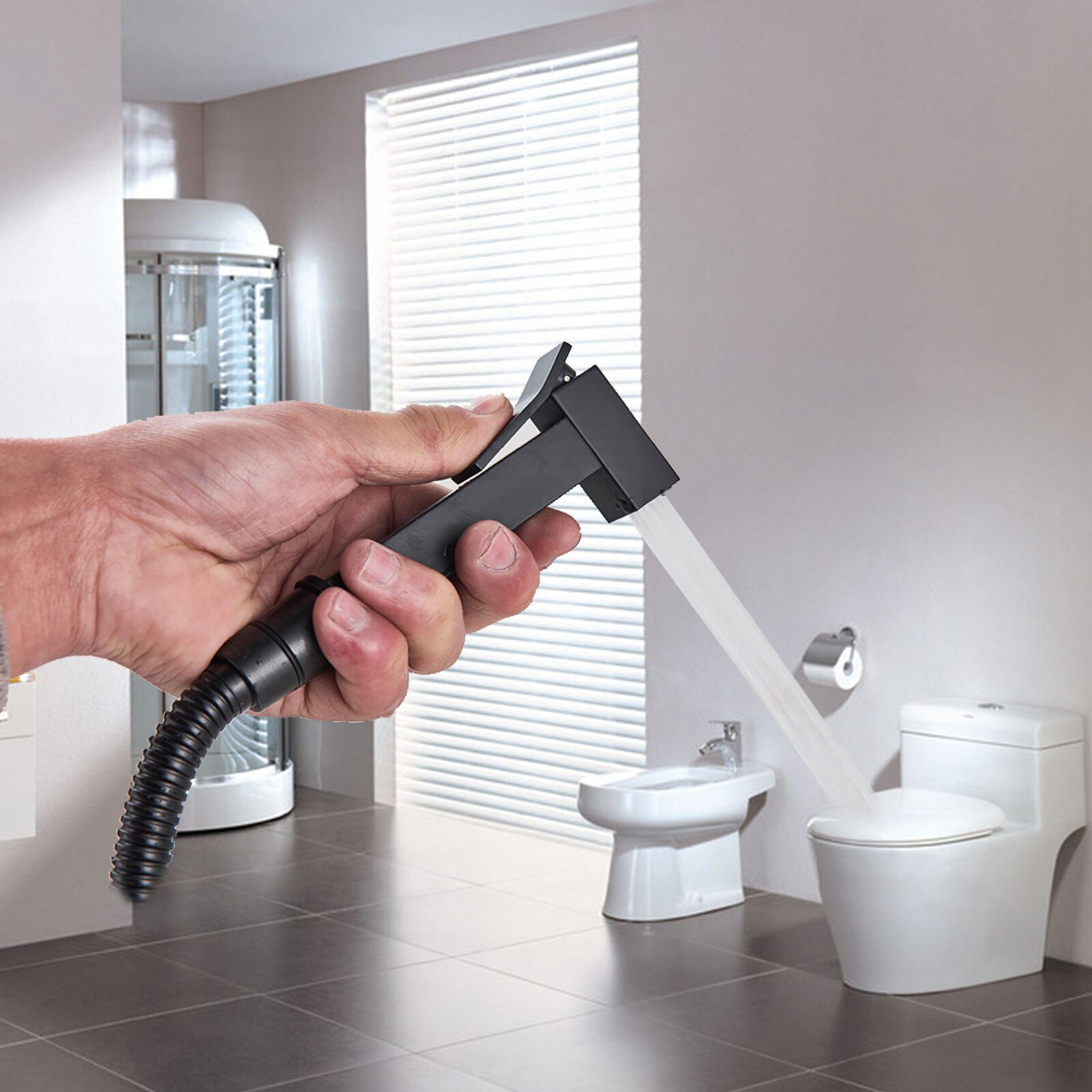 SHBSHAIMY Schwarz Durcheinander Schlecht Bidet Armaturen Hochdruck Spritzgerät dusche wasserhahn Bidet wc waschmaschine Warmen und Kalten Wasser Mischer