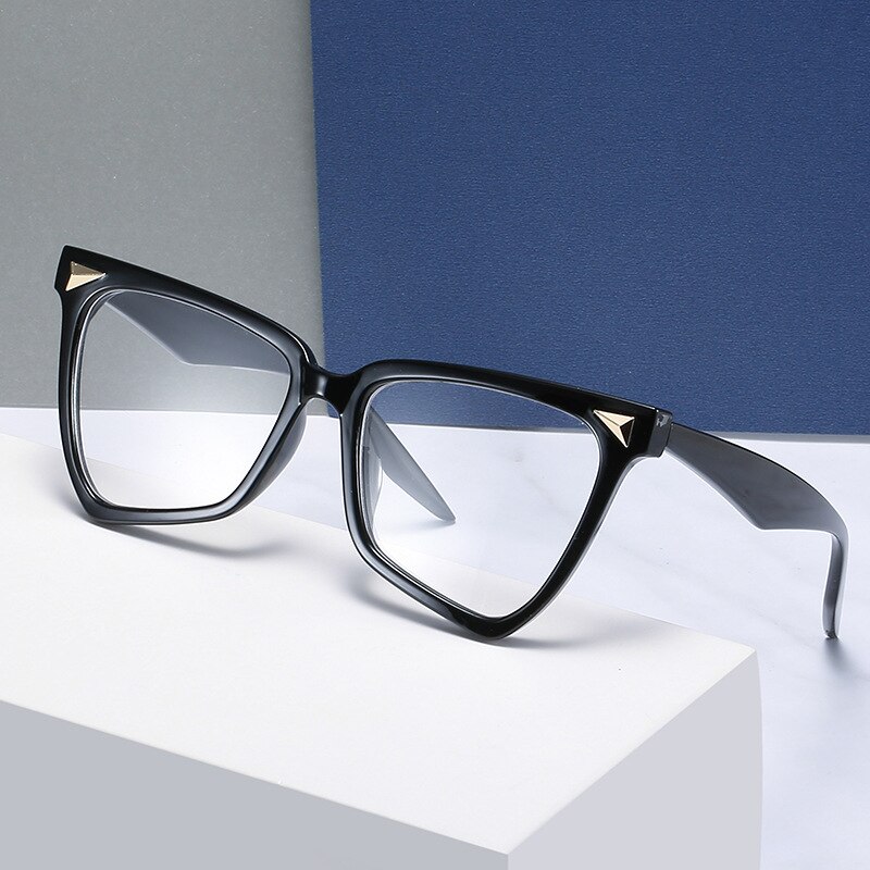 Então & ei moda olho de gato irregular mulher anti-blu-ray eyewear vintage rebite decoração lente clara óculos armação de computador