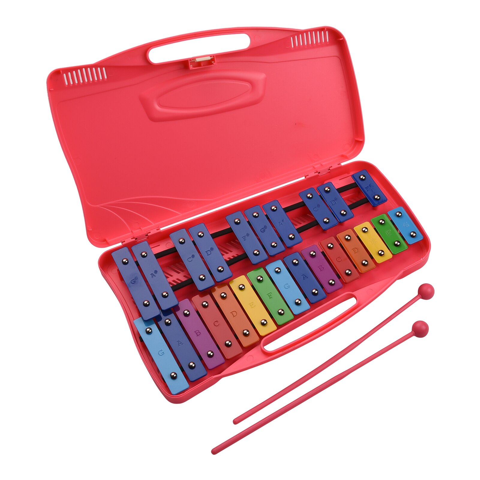 25 Notes Glockenspiel Xylophone Hand Knock Xylophone Percussion Rhythm Musical Educational Teaching Instrument Toy: Pink