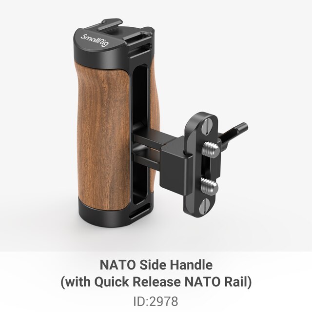 SmallRig Universal DSLR Camera Cage maniglia laterale per Sony/Canon/Nikon Camera Mini impugnatura in legno 1/4 viti scarpa fredda 2913 /2914: NATO clamp handle