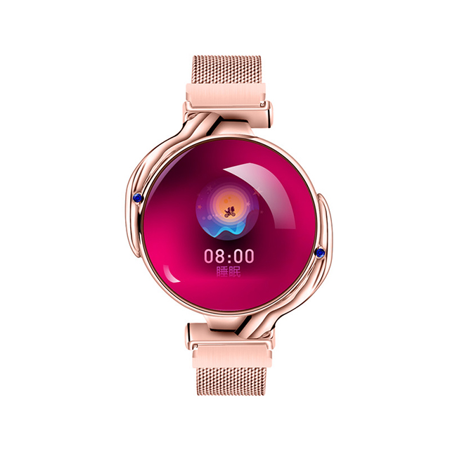 femmes montre intelligente étanche fréquence cardiaque moniteur de pression artérielle Smartwatch pour dames montre Bracelet: Rose Gold