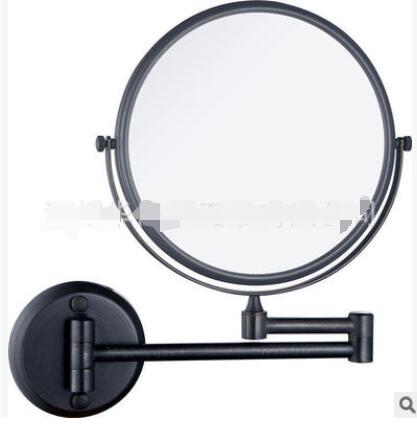 Espejos de baño de 8 pulgadas, espejo redondo de 2 caras con aumento de 3 aumentos, espejo de maquillaje plegable de latón y bronce para pared, 6 colores: black