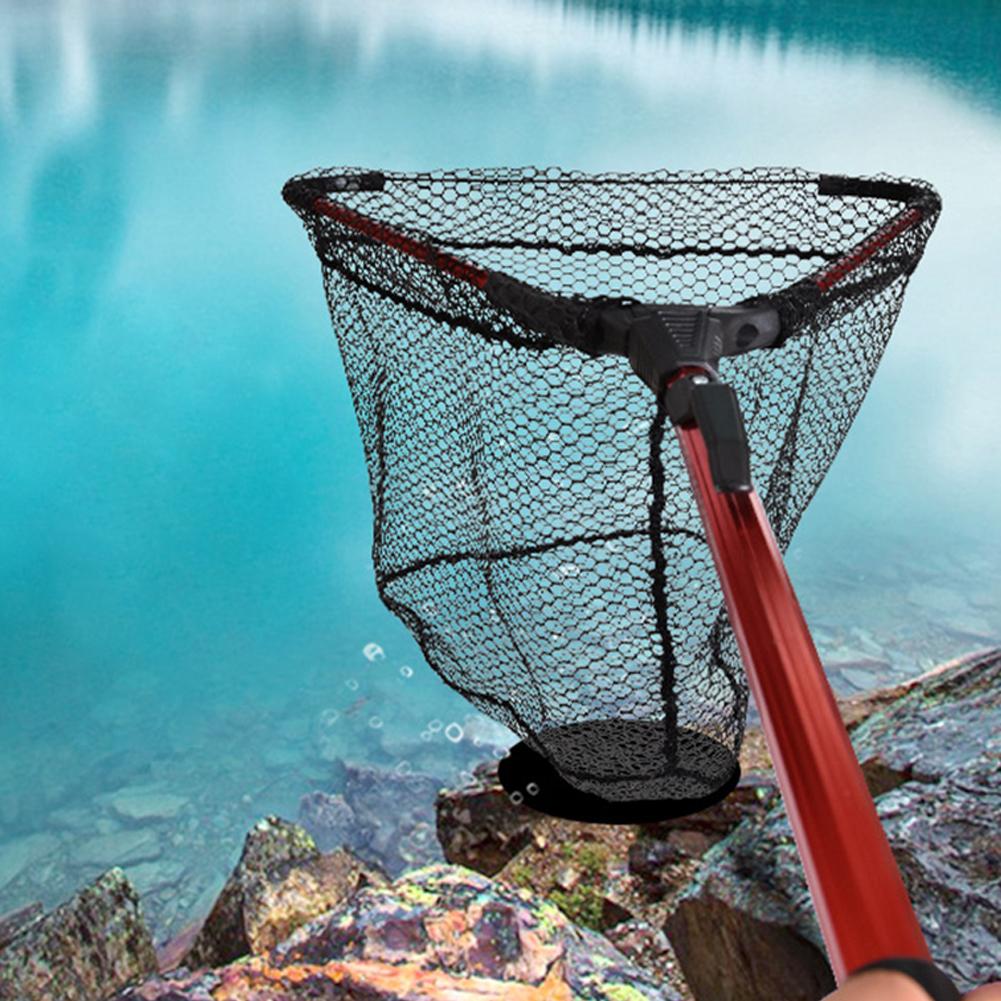 Foldable Aluminum Alloy Handle Fly Fishing Landing Net Catch Release Tackle Telescopic Portable Triangle Shape