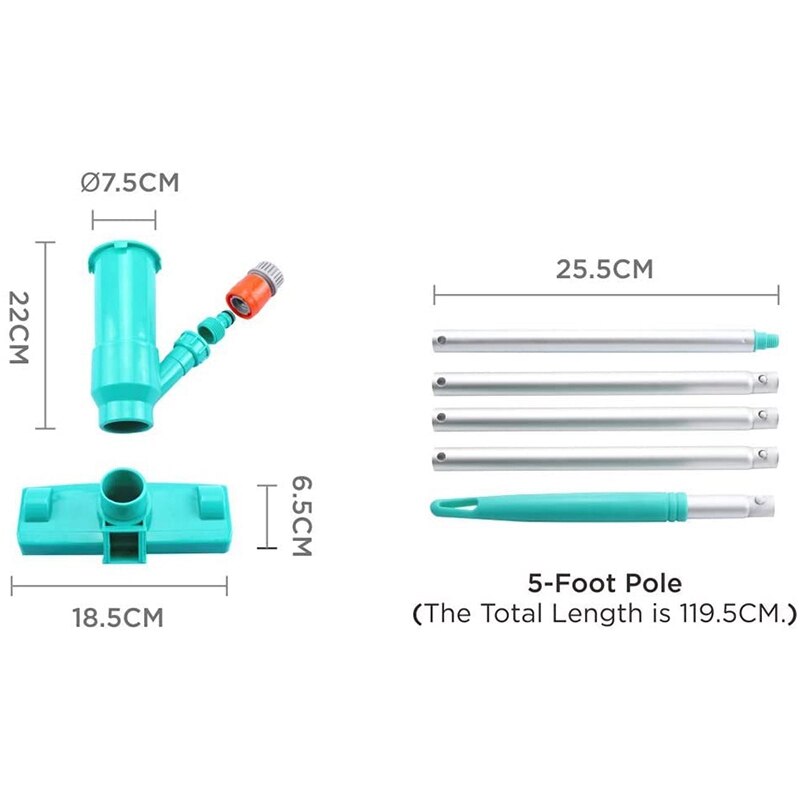 Portable Swimming Pool Vacuum Jet Underwater Cleaner Suitable for Above-Ground Swimming Pools, Spas, Ponds and Fountains