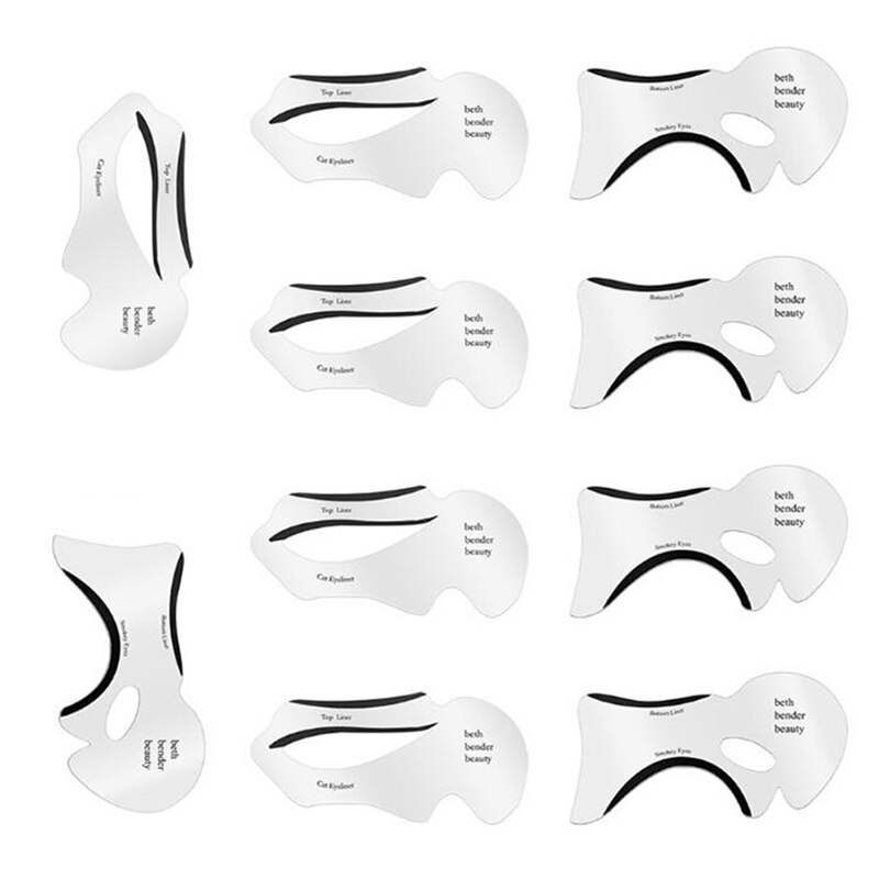 10 stk eyeliner skabelon kit model til øjenbryn guide skabelon skabelon maquiagem øjenskygge rammer kort makeup øjenbryn værktøjer
