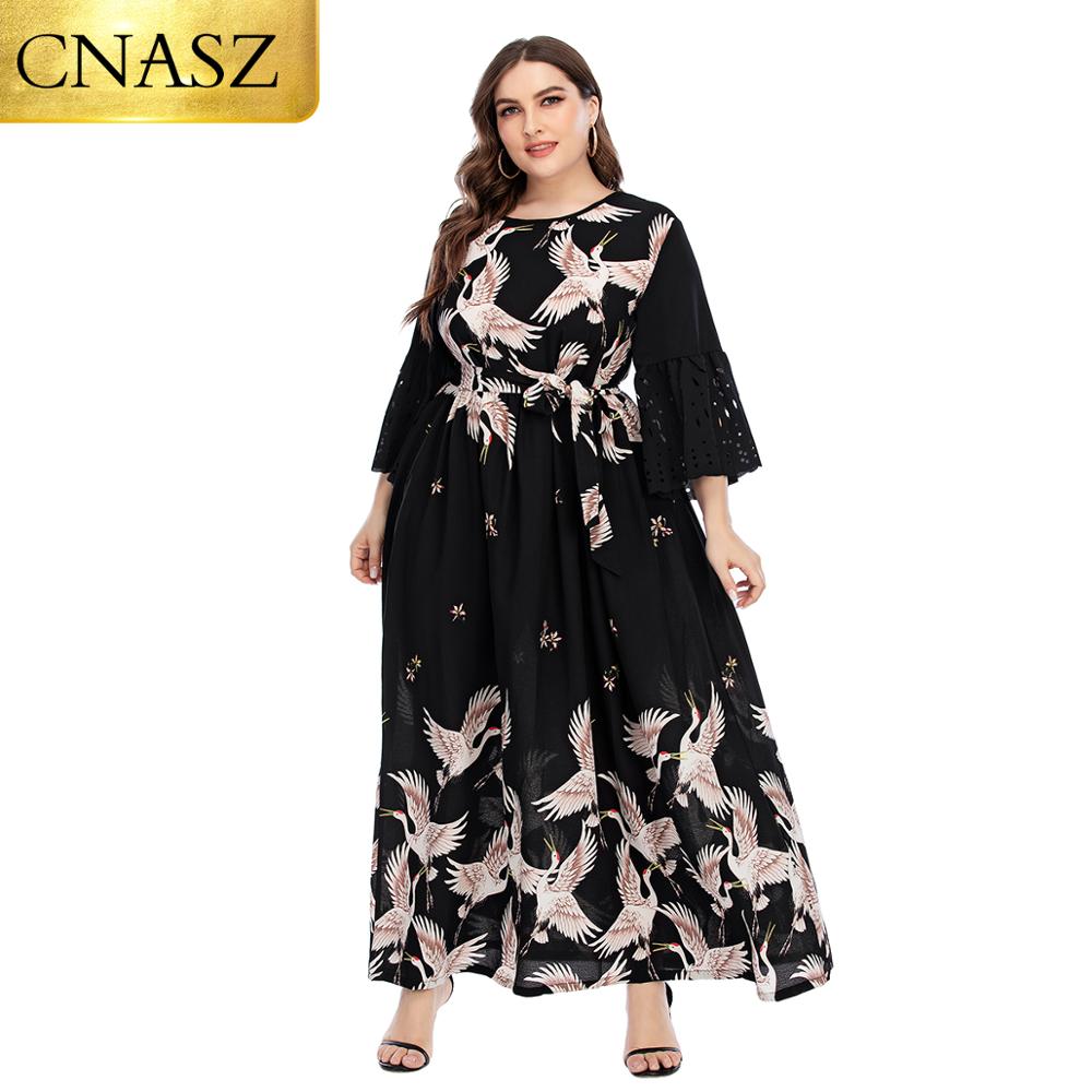 Zomer Mode Plus Size Print Jurk Lange Rok Plus Size Vrouwen Elegante Lange Jurk Islamitische Kleding Turkse Kleding Vrouwen Abaya