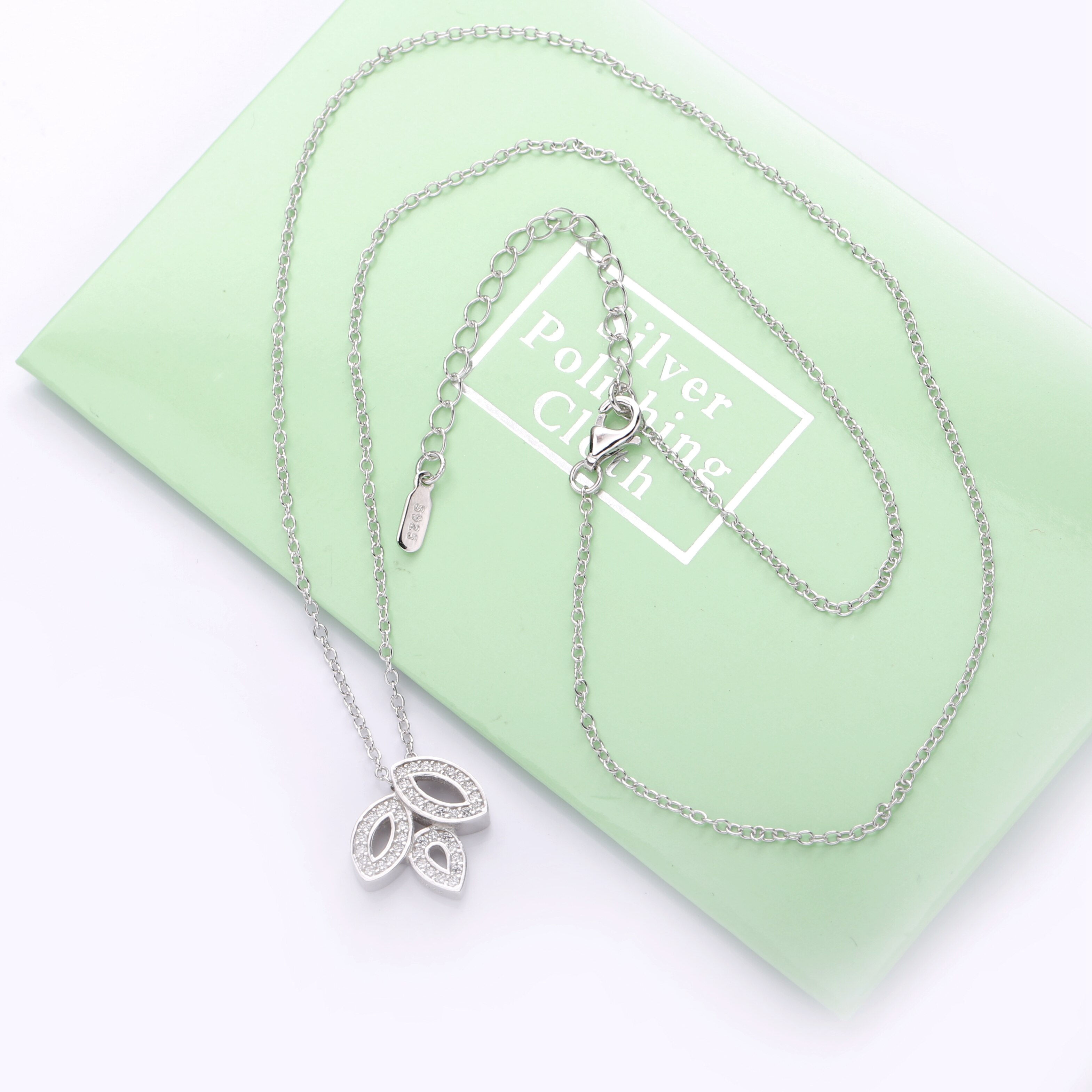Moonmory-colgante de tres hojas de Plata de Ley 925, cadena larga de cristal CZ, accesorios de para mujer, joyería de boda