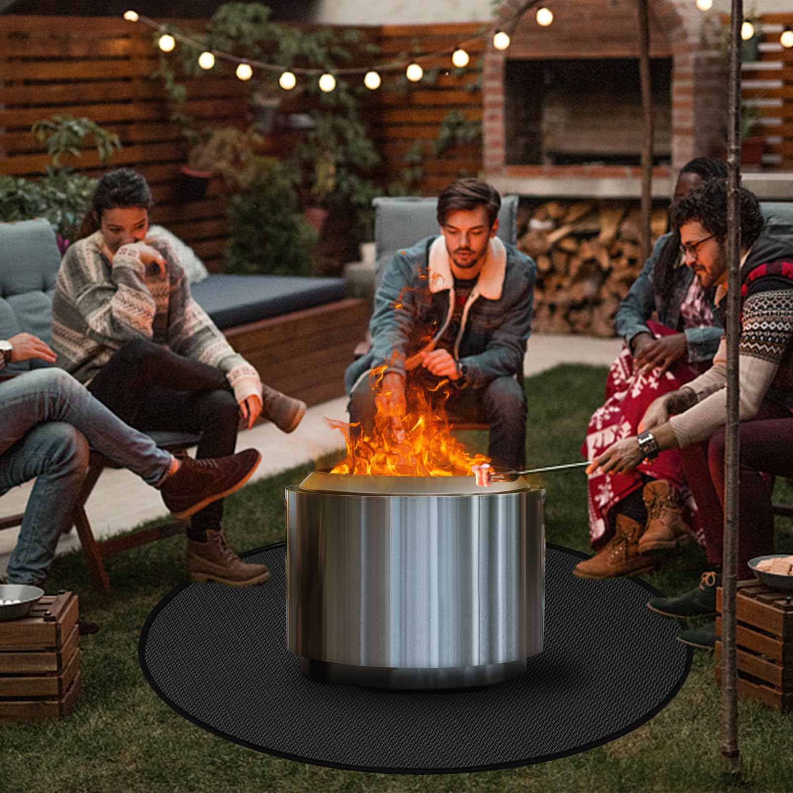 Round Fireproof Mats for Under Grill 3 Layers Pads to Protect Your Outdoor Decks Patios Surfaces Durable Fire Pit Mats for BBQ